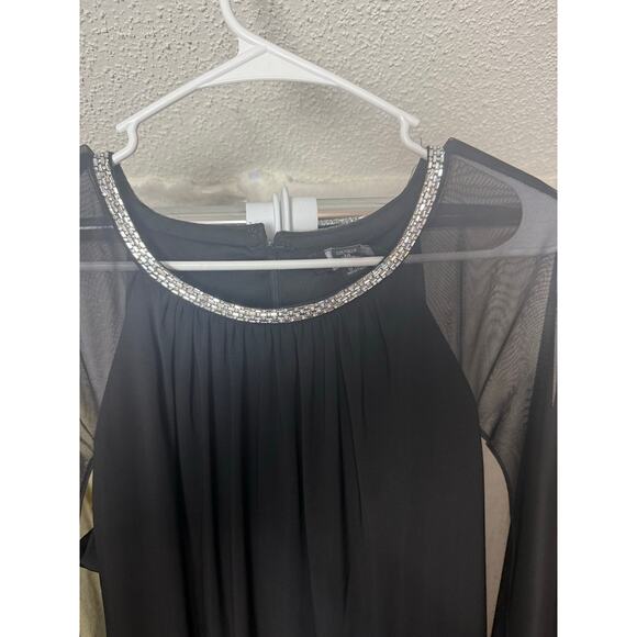 BN #607 R & M Richards Size 14 Black Sheer Sleeve Embellished Cocktail Dress - Picture 7 of 7